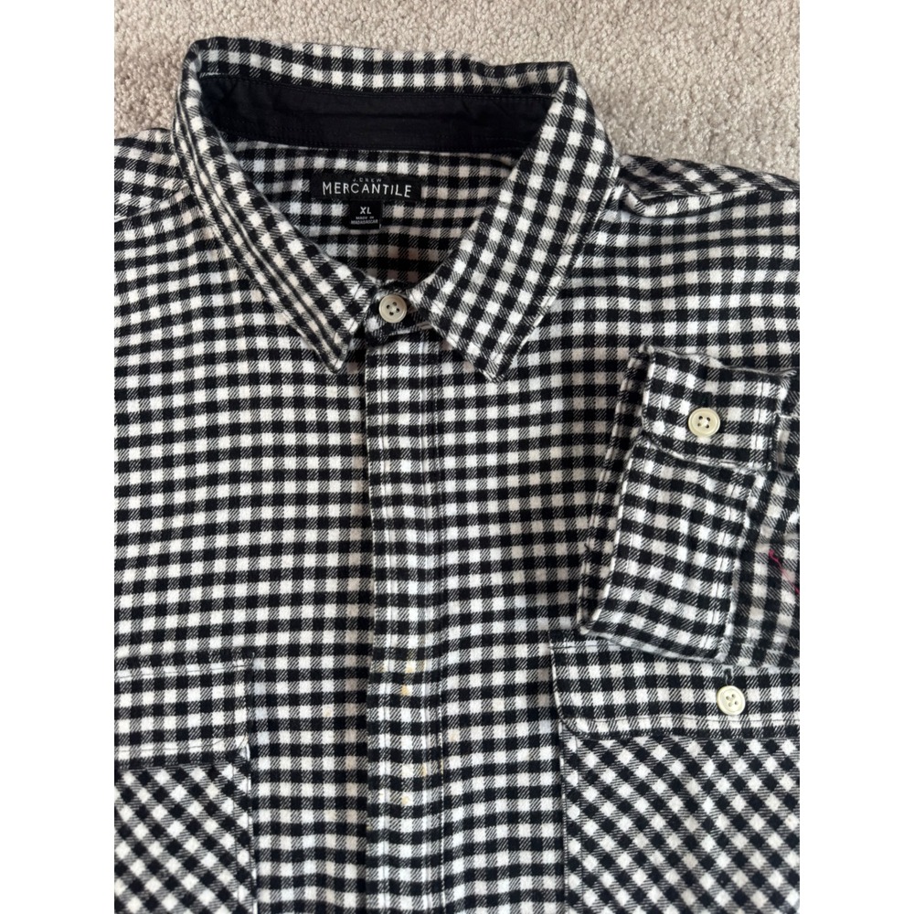 J.Crew Mercantile Women's XL Black White Gingham Flannel Half Zip Pullover Top